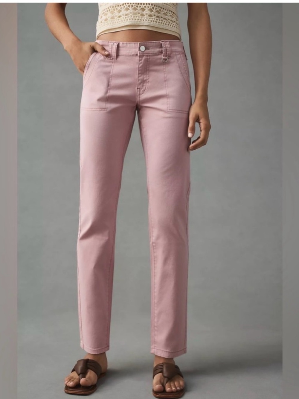 Anthropologie Pilcro Jefferson Straight Leg Utitly Jeans Pants in Dusty Rose 32